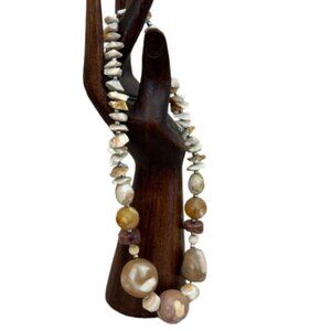 Agate Citrine Chunky Gemstone Necklace | 18"